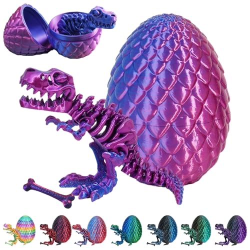 CWENDANER 3D Gedrucktes Drachenei Geheimnisvolle Drachen Spielzeug Realistische Realistische Beweglicher Drachen Figuren Überraschung Easter Dracheneier Wohnkultur (blau lila) von CWENDANER