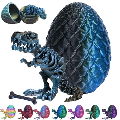 CWENDANER 3D Gedrucktes Drachenei Geheimnisvolle Drachen Spielzeug Realistische Realistische Beweglicher Drachen Figuren Überraschung Easter Dracheneier Wohnkultur (blau schwarz) von CWENDANER