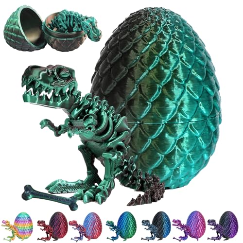 CWENDANER 3D Gedrucktes Drachenei Geheimnisvolle Drachen Spielzeug Realistische Realistische Beweglicher Drachen Figuren Überraschung Easter Dracheneier Wohnkultur (grün schwarz) von CWENDANER