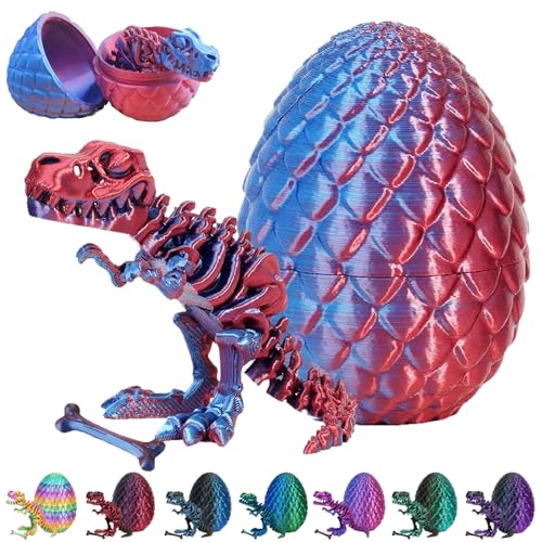 CWENDANER 3D Gedrucktes Drachenei Geheimnisvolle Drachen Spielzeug Realistische Realistische Beweglicher Drachen Figuren Überraschung Easter Dracheneier Wohnkultur (rot blau) von CWENDANER