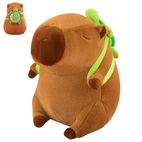 CWENDANER Capybara Plüschtier, Niedliche Capybara Kuscheltier, Capybara Tragende Schildkröte, Plushie Stofftier Geschenk für Kinder Jungen Mädchen (25cm) von CWENDANER