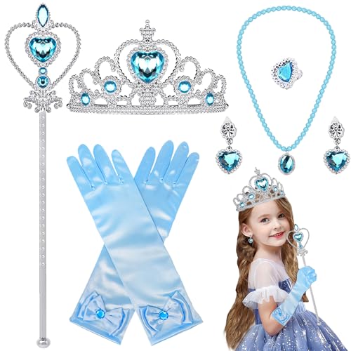 CWENDANER Prinzessin Kostüme Eisprinzessin Set of 6, Elsa Krone, Elsa Handschuhe Mädchen, Pfirsichherz Krone, Zauberstab, Ring, Ohrring, Karneval, Ostern, Geburtstagsgeschenke für Kinder CWENDANER Prinzessin Kostüme Eisprinzessin Set of 6, Elsa Krone, Elsa Handschuhe Mädchen, Pfirsichherz Krone, Zauberstab, Ring, Ohrring, Karneval, Ostern, Geburtstagsgeschenke für Kinder von CWENDANER