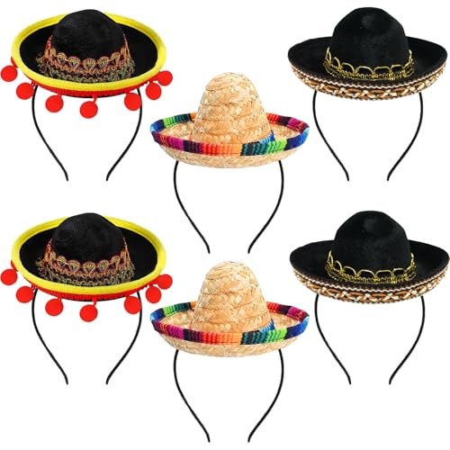 CWENDANER 6PCs Sombrero Stirnband Stoff PartyhüTe, Mexikanische Sombrero-HüTe, 3 Stile Polyester PartyhüTe, Mit Ball Fransen Dekoration FüR Fiesta Mexikanische Themen PartyzubehöR Dekorationen CWENDANER 6PCs Sombrero Stirnband Stoff PartyhüTe, Mexikanische Sombrero-HüTe, 3 Stile Polyester PartyhüTe, Mit Ball Fransen Dekoration FüR Fiesta Mexikanische Themen PartyzubehöR Dekorationen von CWENDANER