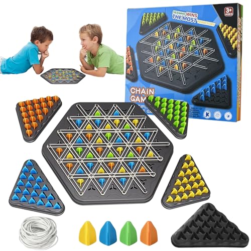 CWENDANER Geometrisches Schachspiel, Chain Triangle Chess Game, Intellektuelles Schachbrett Kinder, 2 to 4 Players, Brettspiele ab 3 4 5 6 8 10 Jahre von CWENDANER