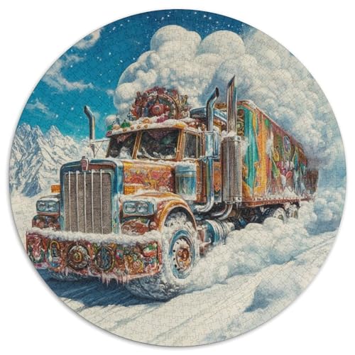 Big Truck 1000 Teile Circular Puzzles Unregelmäßige Kreative Rund Spielzeug Puzzle Für Erwachsene Und Kinder 1000pcs (67.5x67.5cm) von CWHSDPRUF