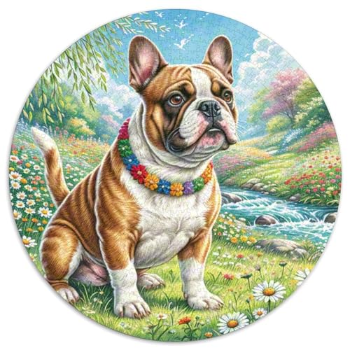 Bulldog Terrier 1000 Teile Circular Puzzles Unregelmäßige Klassisches Rund Stressabbau-Spielzeug Puzzle Für Erwachsene Und Kinder 1000pcs (67.5x67.5cm) von CWHSDPRUF