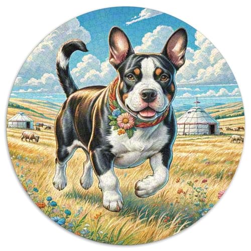 Bulldog Terrier 1000 Teile Rundes Einzigartige Klassisches Puzzle Spielzeug Puzzle Für Erwachsene 1000pcs (67.5x67.5cm) von CWHSDPRUF