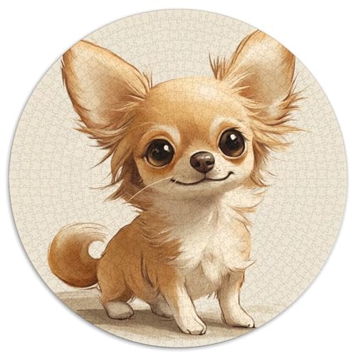 Chihuahua 1000 Teile Rundes Unregelmäßige Klassisches Puzzle Spielzeug Für Erwachsene 1000pcs (67.5x67.5cm) von CWHSDPRUF
