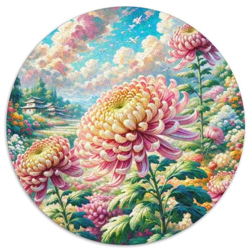 Chrysanthemum 1000 Teile Circular Puzzles Unregelmäßige Kreative Rund Stressabbau-Spielzeug Puzzle Für Erwachsene Und Kinder 1000pcs (67.5x67.5cm) von CWHSDPRUF