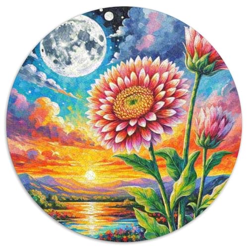 Dahlia 1000 Teile Rundes Einzigartige Klassisches Puzzle Stressabbau-Spielzeug Puzzle Für Erwachsene 1000pcs (67.5x67.5cm) von CWHSDPRUF