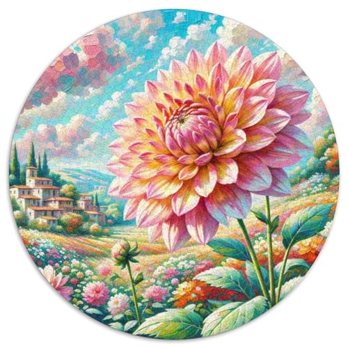 Dahlia 1000 Teile Rundes Einzigartige Klassisches Puzzle Stressabbau-Spielzeug Puzzle Für Erwachsene 1000pcs (67.5x67.5cm) von CWHSDPRUF
