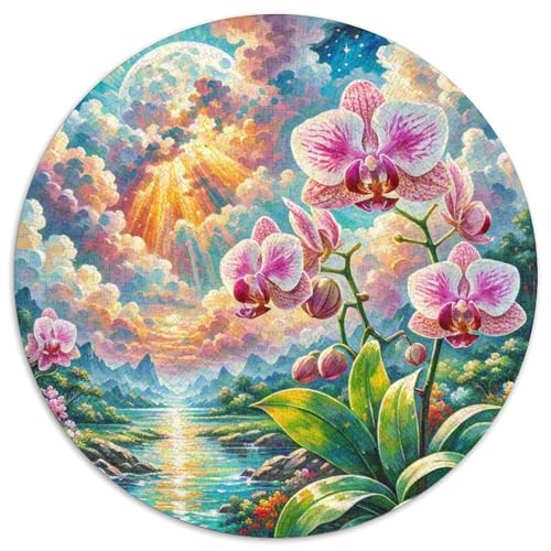 Dendrobium Orchid 1000 Teile Circular Puzzles Unregelmäßige Kreative Puzzle Stressabbau-Spielzeug Puzzle Für Erwachsene 1000pcs (67.5x67.5cm) von CWHSDPRUF