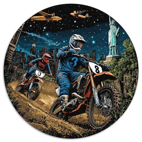 Dirt Bike 1000 Teile Circular Puzzles Unregelmäßige Klassisches Rund Stressabbau-Spielzeug Puzzle Für Erwachsene 1000pcs (67.5x67.5cm) von CWHSDPRUF