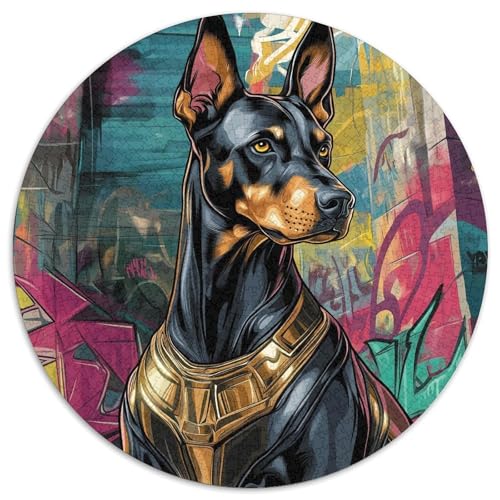 Doberman 1000 Teile Circular Puzzles Unregelmäßige Kreative Rund Spielzeug Puzzle Für Erwachsene 1000pcs (67.5x67.5cm) von CWHSDPRUF