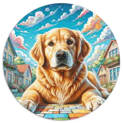 Golden Retriever 1000 Teile Circular Puzzles Einzigartige Klassisches Puzzle Stressabbau-Spielzeug Puzzle Für Erwachsene 1000pcs (67.5x67.5cm) von CWHSDPRUF