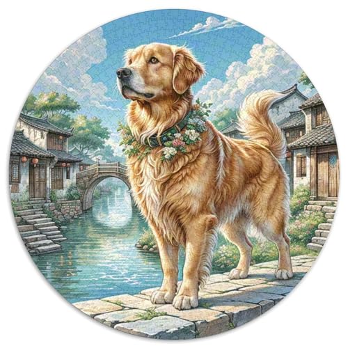 Golden Retriever 1000 Teile Circular Puzzles Einzigartige Kreative Rund Spielzeug Puzzle Für Erwachsene Und Kinder 1000pcs (67.5x67.5cm) von CWHSDPRUF