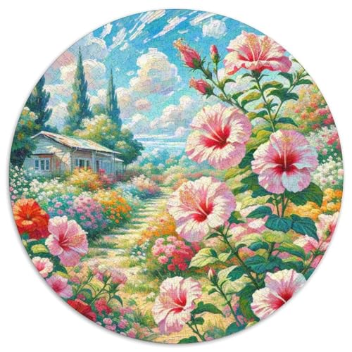Hibiscus 1000 Teile Rundes Einzigartige Kreative Rund Spielzeug Puzzle Für Erwachsene 1000pcs (67.5x67.5cm) von CWHSDPRUF