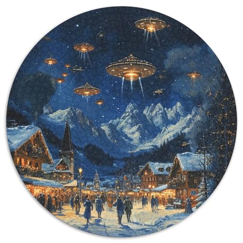 Holiday Village Square 1000 Teile Circular Puzzles Unregelmäßige Kreative Rund Spielzeug Puzzle Für Erwachsene 1000pcs (67.5x67.5cm) von CWHSDPRUF