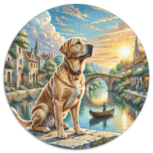 Labrador Retriever 1000 Teile Rundes Einzigartige Kreative Rund Spielzeug Puzzle Für Erwachsene 1000pcs (67.5x67.5cm) von CWHSDPRUF
