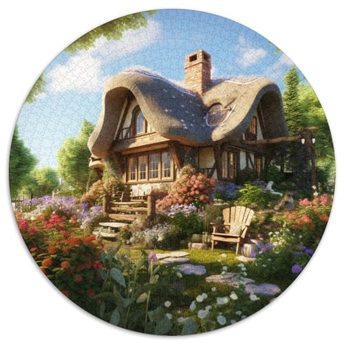 Mountain Village Cottage 1000 Teile Rundes Einzigartige Kreative Stressabbau-Spielzeug Puzzle Für Erwachsene Und Kinder 1000pcs (67.5x67.5cm) von CWHSDPRUF