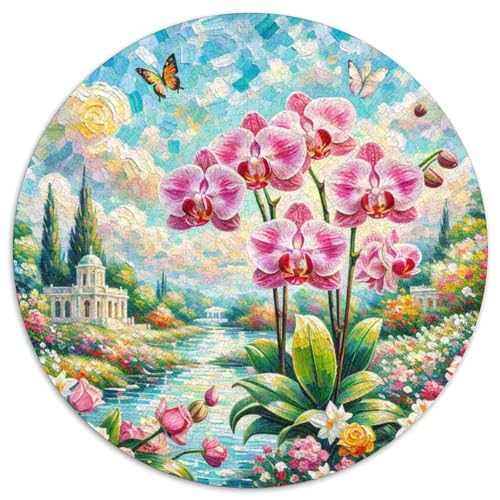 Phalaenopsis Orchid 1000 Teile Circular Puzzles Unregelmäßige Klassisches Puzzle Stressabbau-Spielzeug Puzzle Für Erwachsene Und Kinder 1000pcs (67.5x67.5cm) von CWHSDPRUF
