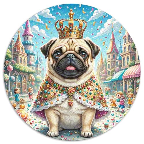 Pug 1000 Teile Circular Puzzles Unregelmäßige Klassisches Rund Stressabbau-Spielzeug Puzzle Für Erwachsene 1000pcs (67.5x67.5cm) von CWHSDPRUF