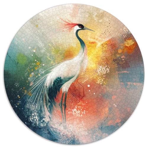 Red-Crowned Crane 1000 Teile Rundes Einzigartige Kreative Rund Spielzeug Puzzle Für Erwachsene Und Kinder 1000pcs (67.5x67.5cm) von CWHSDPRUF