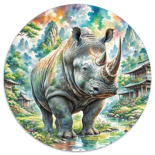 Rhinoceros 1000 Teile Rundes Unregelmäßige Klassisches Puzzle Spielzeug Puzzle Für Erwachsene Und Kinder 1000pcs (67.5x67.5cm) von CWHSDPRUF