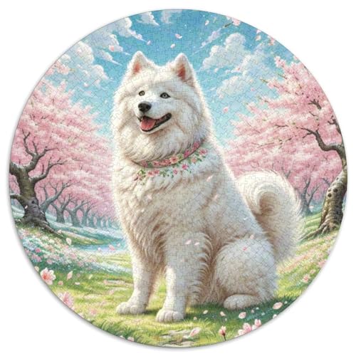 Samoyed Dog 1000 Teile Rundes Unregelmäßige Klassisches Puzzle Spielzeug Puzzle Für Erwachsene 1000pcs (67.5x67.5cm) von CWHSDPRUF