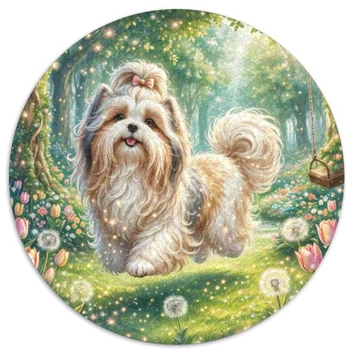 Shih Tzu 1000 Teile Circular Puzzles Unregelmäßige Klassisches Rund Stressabbau-Spielzeug Puzzle Für Erwachsene Und Kinder 1000pcs (67.5x67.5cm) von CWHSDPRUF