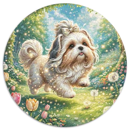 Shih Tzu 1000 Teile Circular Puzzles Unregelmäßige Klassisches Rund Stressabbau-Spielzeug Puzzle Für Erwachsene Und Kinder 1000pcs (67.5x67.5cm) von CWHSDPRUF