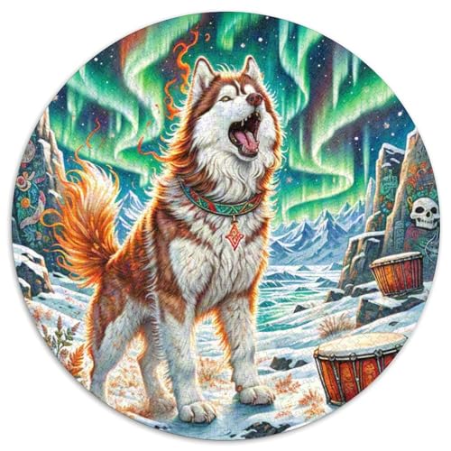Siberian Husky 1000 Teile Circular Puzzles Unregelmäßige Kreative Puzzle Stressabbau-Spielzeug Puzzle Für Erwachsene Und Kinder 1000pcs (67.5x67.5cm) von CWHSDPRUF