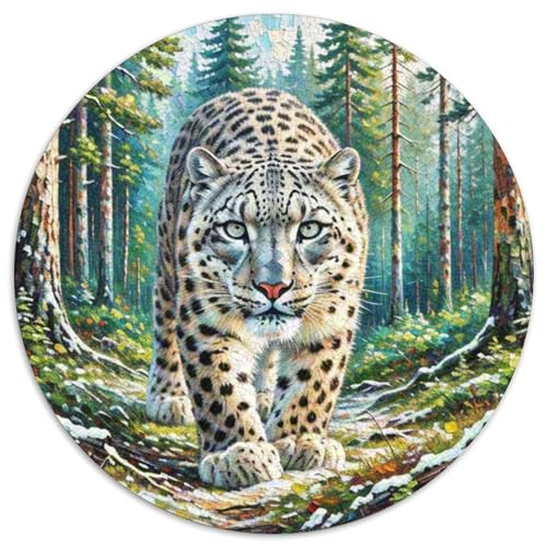 Snow Leopard 1000 Teile Rundes Einzigartige Klassisches Puzzle Stressabbau-Spielzeug Puzzle Für Erwachsene Und Kinder 1000pcs (67.5x67.5cm) von CWHSDPRUF