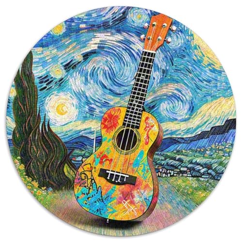 Ukulele 1000 Teile Circular Puzzles Einzigartige Klassisches Musical Instrument Rund Stressabbau-Spielzeug Puzzle Für Erwachsene 1000pcs (67.5x67.5cm) von CWHSDPRUF