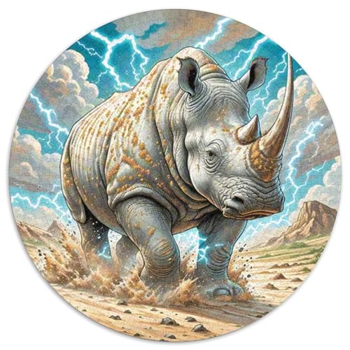 White Rhinoceros 1000 Teile Circular Puzzles Einzigartige Kreative Rund Spielzeug Puzzle Für Erwachsene 1000pcs (67.5x67.5cm) von CWHSDPRUF