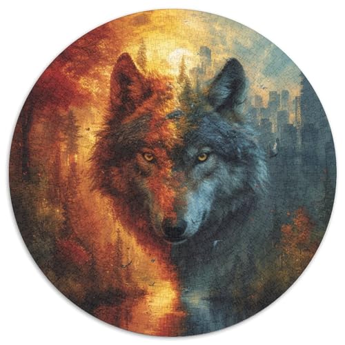 Wolf 1000 Teile Rundes Unregelmäßige Klassisches Puzzle Spielzeug Für Erwachsene 1000pcs (67.5x67.5cm) von CWHSDPRUF