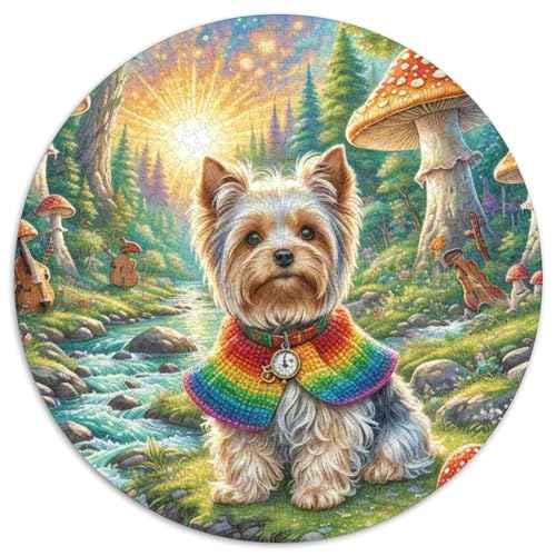 Yorkshire Terrier 1000 Teile Rundes Einzigartige Klassisches Puzzle Stressabbau-Spielzeug Puzzle Für Erwachsene 1000pcs (67.5x67.5cm) von CWHSDPRUF