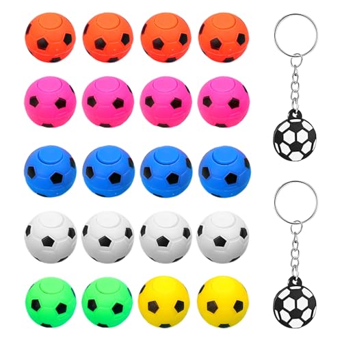 20 Stück Fingerdrehende Fußbälle Mit 2 Stück Fußball-Schlüsselanhängern, Kreatives Interaktives Spielzeug, Party-Requisiten Für Jungen Und Mädchen, 3,5 Cm Große Mini-Fußbälle (Zufällige Farben) von CWPFVQA