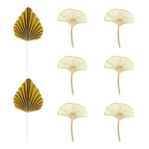 6 Stück Ginkgoblatt-Einsätze, 2 Stück Palmblatt-Flaggen, Geburtstagskuchendekoration, Spiegel-Backornamente, Kuchendekorationswerkzeuge, Geeignet Für Kuchen Und Partygebäck 6 Stück Ginkgoblatt-Einsätze, 2 Stück Palmblatt-Flaggen, Geburtstagskuchendekoration, Spiegel-Backornamente, Kuchendekorationswerkzeuge, Geeignet Für Kuchen Und Partygebäck von CWPFVQA