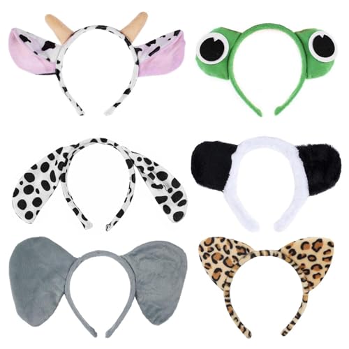 6 Stück Tier-Stirnbänder, Party-Kopfbedeckungen, Tierkostüm-Zubehör, Kinder-Stirnbänder, Niedliche Stirnbänder, Performance- Und Foto-Requisiten, Drag-Party-Outfits von CWPFVQA