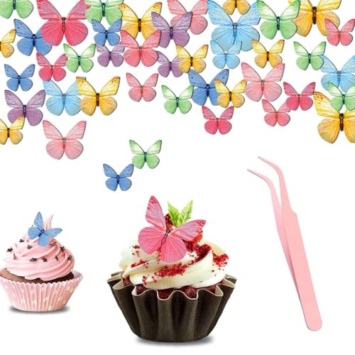 72 Stück Cupcake-Schmetterlingsdekorationen, 1 Stück Clip, Bunte Schmetterlings-Kuchendekorationen, Dekorative Schmetterlinge, Kuchenzubehör 72 Stück Cupcake-Schmetterlingsdekorationen, 1 Stück Clip, Bunte Schmetterlings-Kuchendekorationen, Dekorative Schmetterlinge, Kuchenzubehör von CWPFVQA