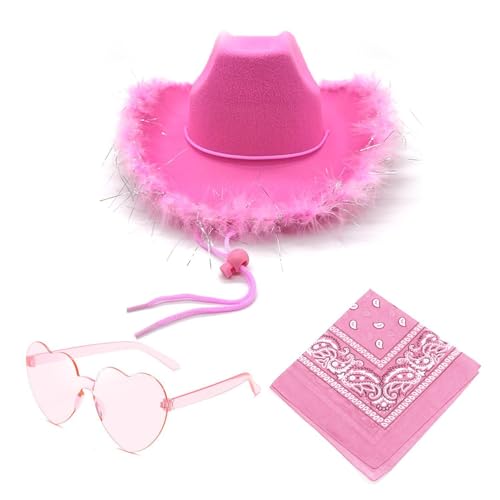 CWPFVQA 1 Damen-Cowboyhut, Kommt Mit 1 Einstecktuch Und 1 Herzförmigen Sonnenbrille, Cosplay-Accessoires, Party-Accessoires, Modische Kleidungsaccessoires CWPFVQA 1 Damen-Cowboyhut, Kommt Mit 1 Einstecktuch Und 1 Herzförmigen Sonnenbrille, Cosplay-Accessoires, Party-Accessoires, Modische Kleidungsaccessoires von CWPFVQA