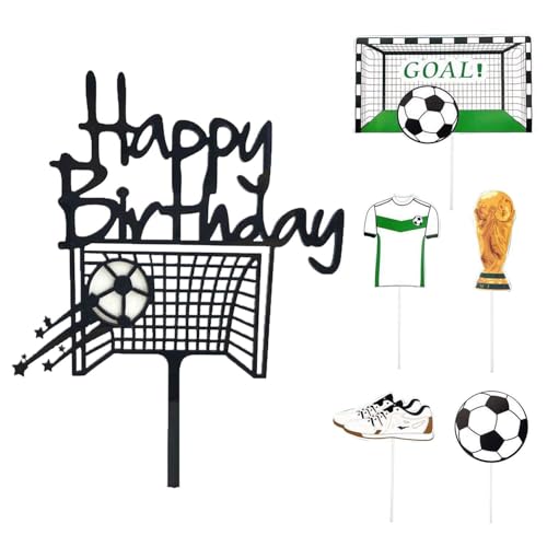 CWPFVQA 1 Stück Happy Birthday Fußball-Einsatz, Mit Set Aus 5 Fußball-Serien-Einsätzen, Fan-Geburtstagsdekoration, Geburtstagskuchen-Dekoration, Dessert-Dekoration CWPFVQA 1 Stück Happy Birthday Fußball-Einsatz, Mit Set Aus 5 Fußball-Serien-Einsätzen, Fan-Geburtstagsdekoration, Geburtstagskuchen-Dekoration, Dessert-Dekoration von CWPFVQA