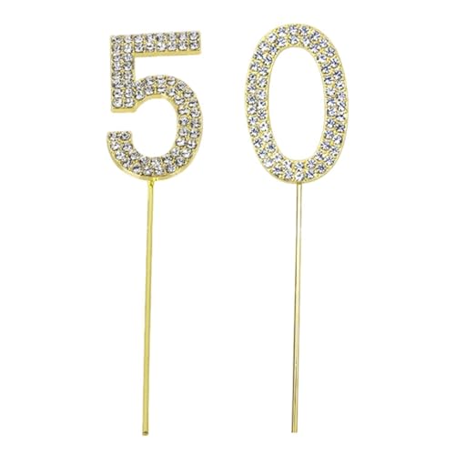 CWPFVQA 2 Stück Zahlen-Kucheneinsätze, Mit Strass Verzierter Kuchenaufsatz, Glitzer-Geburtstagskuchen-Dekorationseinsätze, 50. Geburtstagsparty-Dekorationen, Jubiläumsdekorationen CWPFVQA 2 Stück Zahlen-Kucheneinsätze, Mit Strass Verzierter Kuchenaufsatz, Glitzer-Geburtstagskuchen-Dekorationseinsätze, 50. Geburtstagsparty-Dekorationen, Jubiläumsdekorationen von CWPFVQA