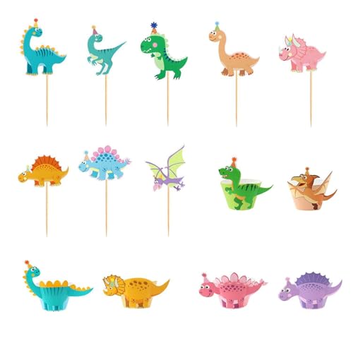 CWPFVQA 32 Stück Dinosaurier-Muffindekorationen, 6 Stück Dinosaurier-Kuchenumrandungen, Dinosaurier-Geburtstagsdekorationen, Dinosaurier-Muffinförmchen, Muffinförmchenpapier Für Kinder CWPFVQA 32 Stück Dinosaurier-Muffindekorationen, 6 Stück Dinosaurier-Kuchenumrandungen, Dinosaurier-Geburtstagsdekorationen, Dinosaurier-Muffinförmchen, Muffinförmchenpapier Für Kinder von CWPFVQA