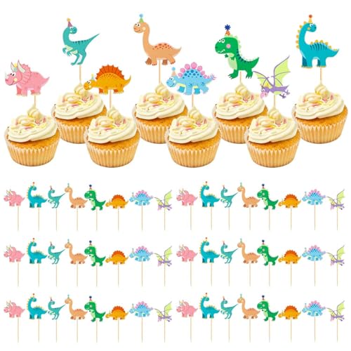 CWPFVQA 48 Stück Dinosaurier-Kucheneinsätze, Kreative Cartoon-Kucheneinsätze, Niedliche Kucheneinsätze, Interessante Kuchendekorationen, Kuchenzubehör CWPFVQA 48 Stück Dinosaurier-Kucheneinsätze, Kreative Cartoon-Kucheneinsätze, Niedliche Kucheneinsätze, Interessante Kuchendekorationen, Kuchenzubehör von CWPFVQA