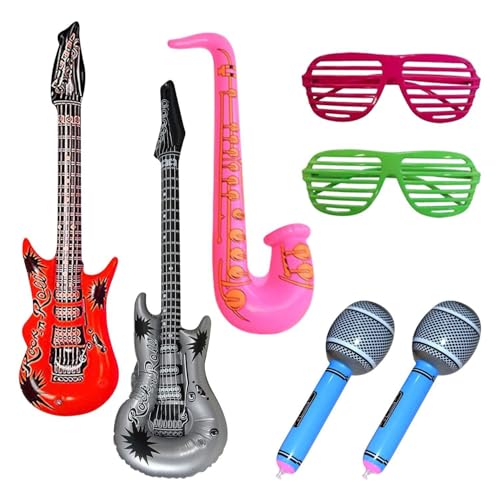 CWPFVQA 7-Teiliges Band-Schlauchboot, Party-Requisitenzubehör, Gitarren, Saxophon, Cosplay-Requisiten, Party-Dekorationszubehör von CWPFVQA
