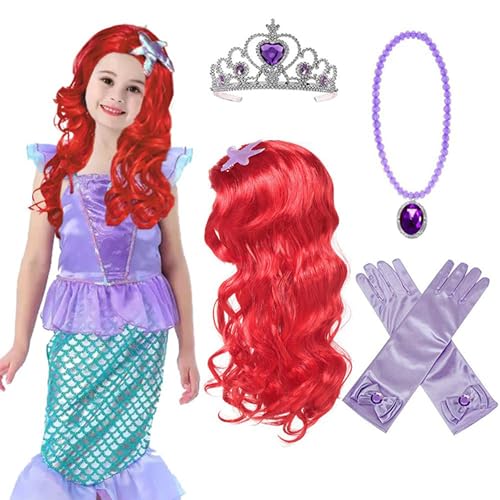 CXAFQ 5 Stück Meerjungfrau Anzug, einschließlich rote Perücke, Krone, Handschuhe, Halskette, kleine Meerjungfrau Geschenke, Meerjungfrau Tasche Schmuck Geschenk-Kit, Kinder Cosplay Ostern Geschenk CXAFQ 5 Stück Meerjungfrau Anzug, einschließlich rote Perücke, Krone, Handschuhe, Halskette, kleine Meerjungfrau Geschenke, Meerjungfrau Tasche Schmuck Geschenk-Kit, Kinder Cosplay Ostern Geschenk von CXAFQ