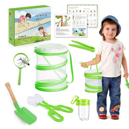 CXAFQ 7 pcs Forscherset für Kinder, Forscher Set Outdoor, Mini Mesh Cage,Mit faltbarem Netzkäfig, Muschelhalter, Pinzette, Lupe, Wissenschaftsbuch, Sammelflasche, Schaufel,für Erkundungen im Freien. CXAFQ 7 pcs Forscherset für Kinder, Forscher Set Outdoor, Mini Mesh Cage,Mit faltbarem Netzkäfig, Muschelhalter, Pinzette, Lupe, Wissenschaftsbuch, Sammelflasche, Schaufel,für Erkundungen im Freien. von CXAFQ