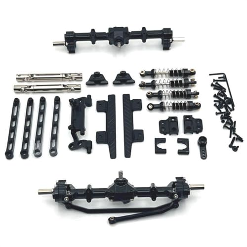 CXDOUDSW 1/12 RC -Auto -Upgrade -Teile Mn82 Metall Portal Achse Chassis Link Stange Pull Stab Mount Stoßdämpfer Seitenpedal kompatibel mit 1 12 -Skala -RC -Crawler(Black) von CXDOUDSW